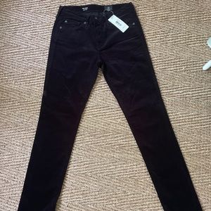 NWT! AG - Adriano Goldschmied -  Black Micro-Wale Corduroy Prima Cigarette Jeans